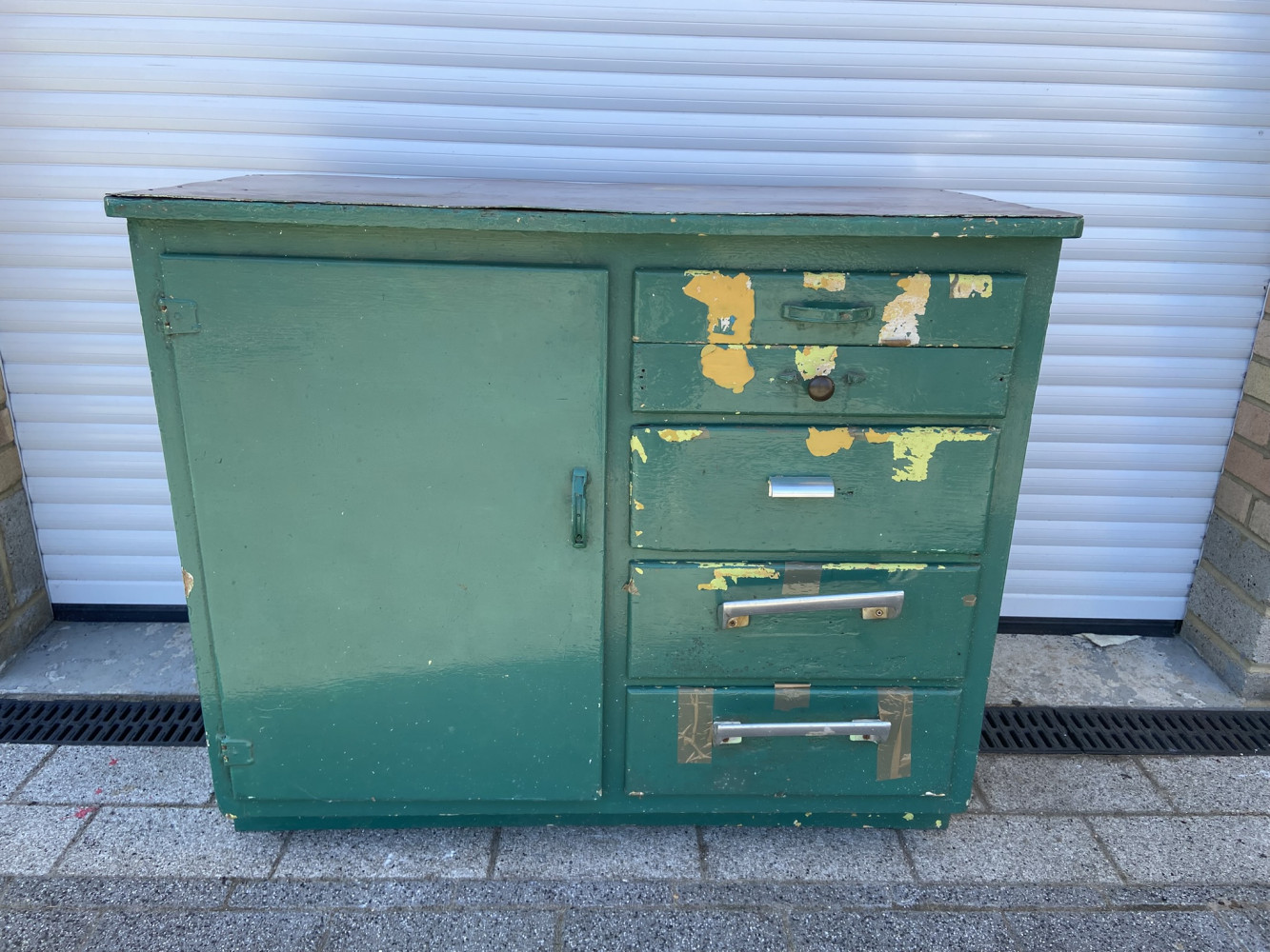 Green rustic sideboard