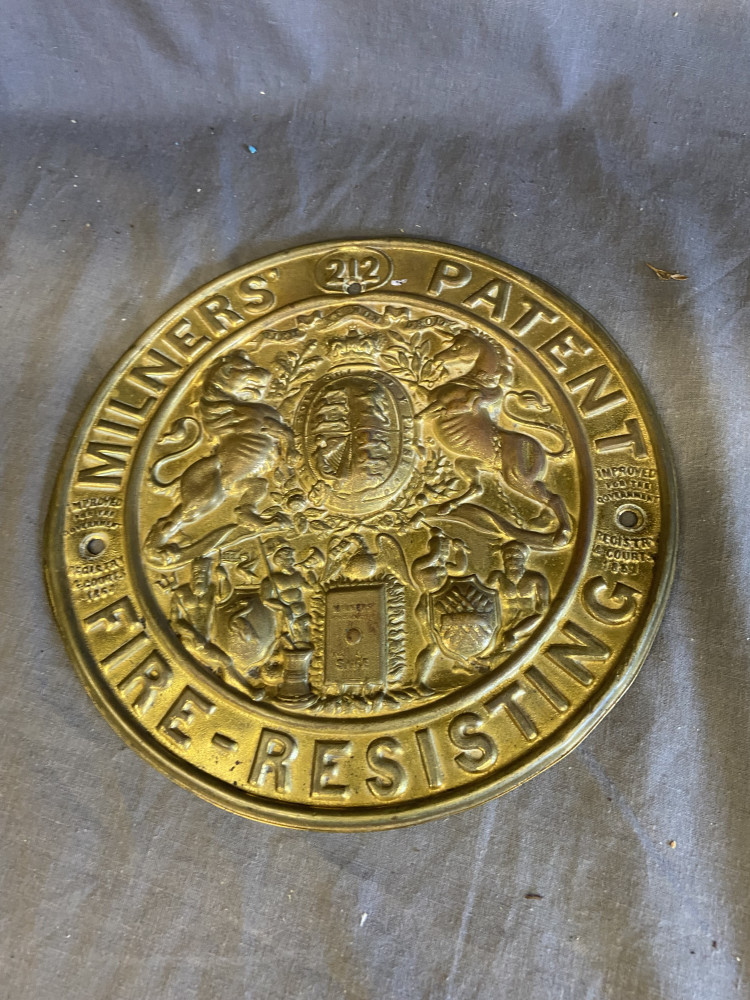 Brass Milners Safe plaque