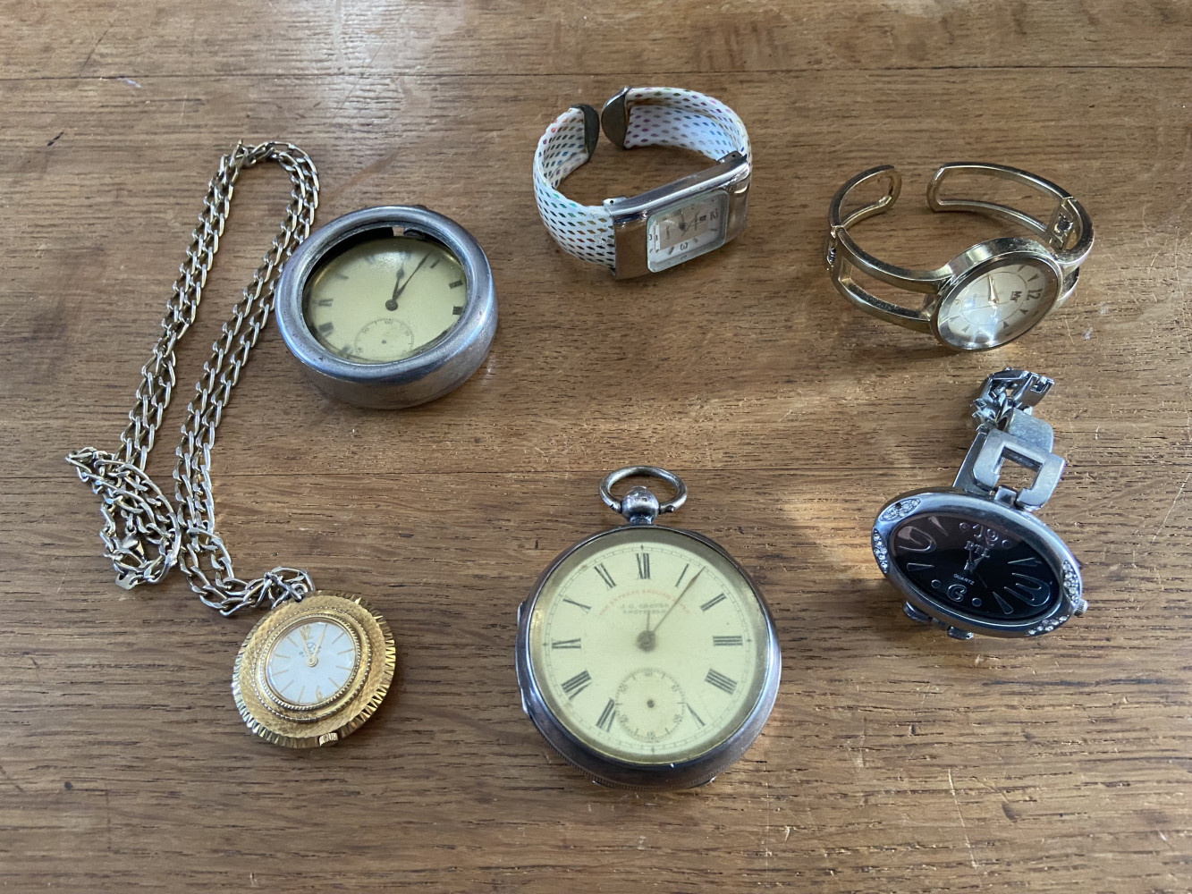 Pocket watch with hallmarked silver case and other dress watches