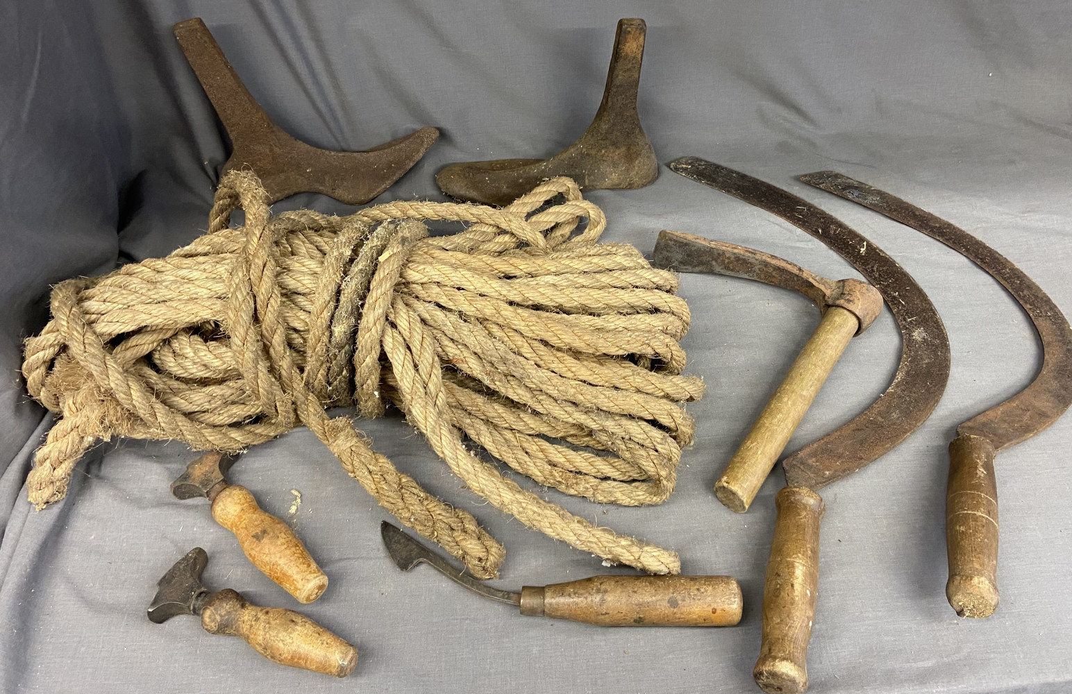 Rope, shoes lasts and other metalwares