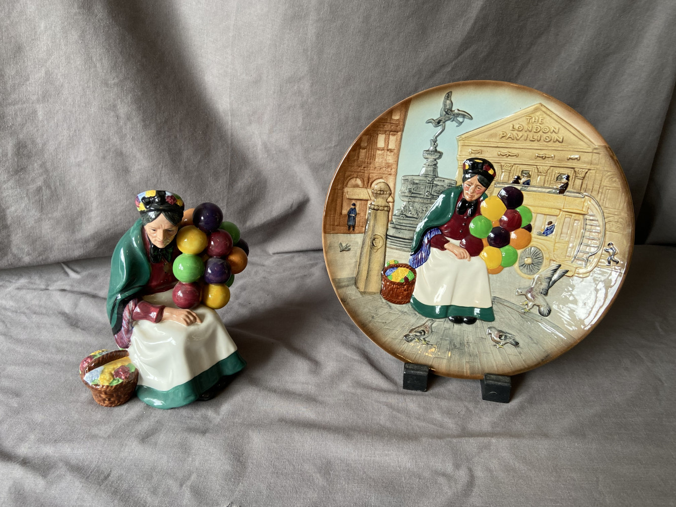 Royal Doulton balloon plate and lady