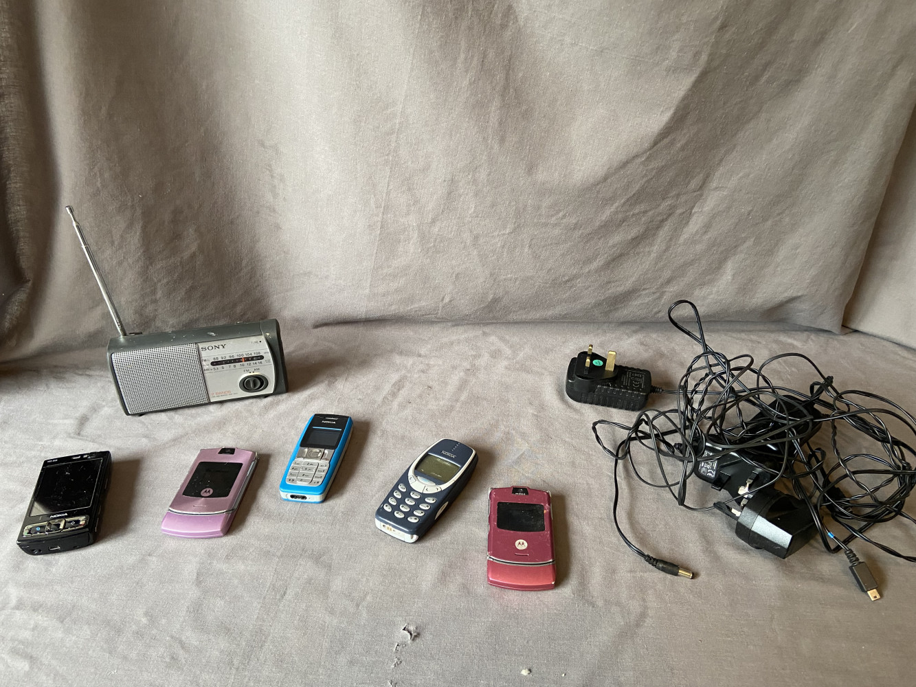 Radio and mobile phones and chargers