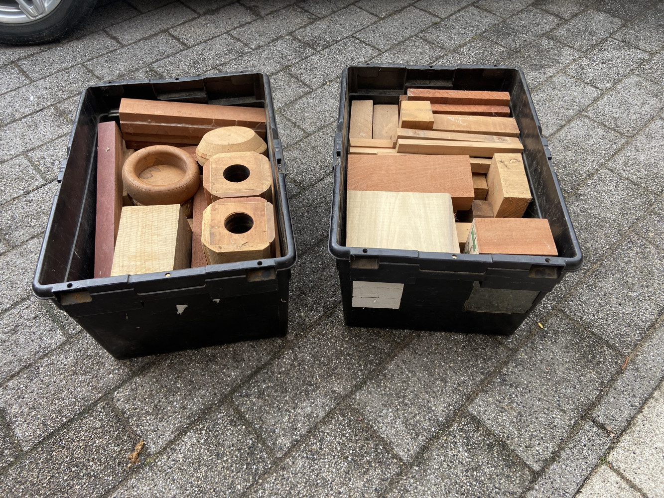 2 crates of wood turning wood