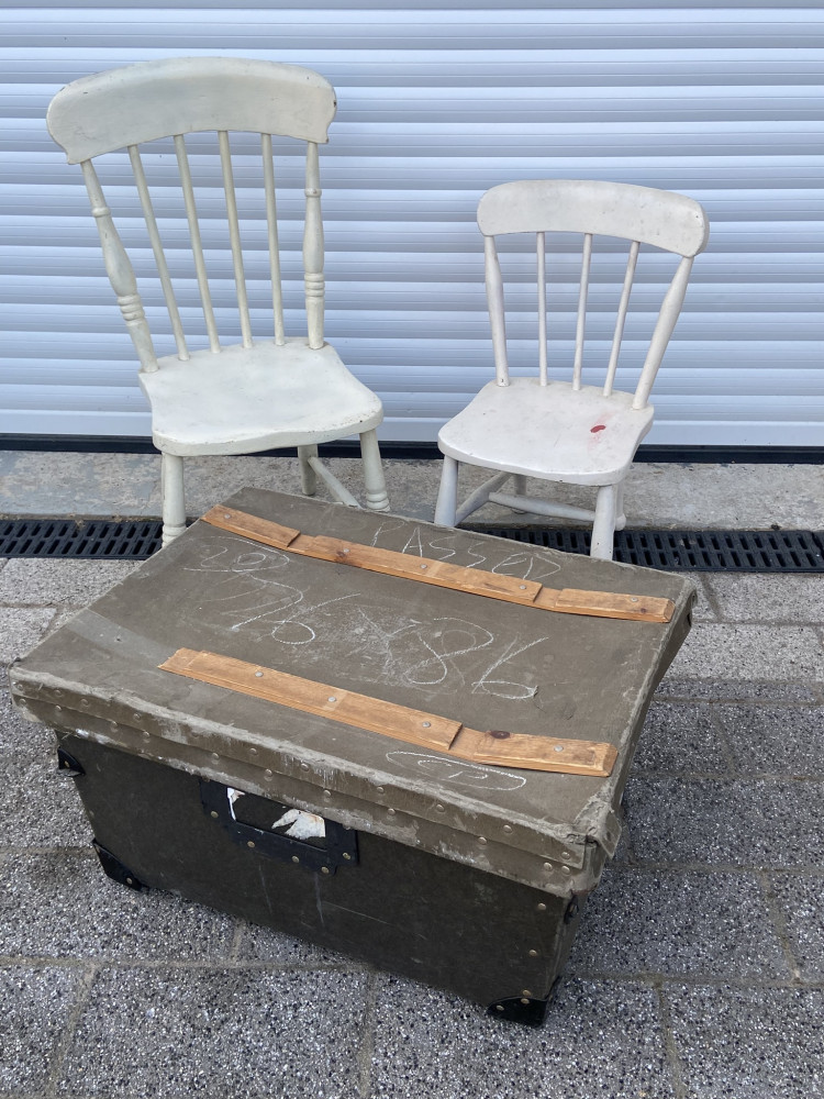 Painted Childrens Chairs and Box
