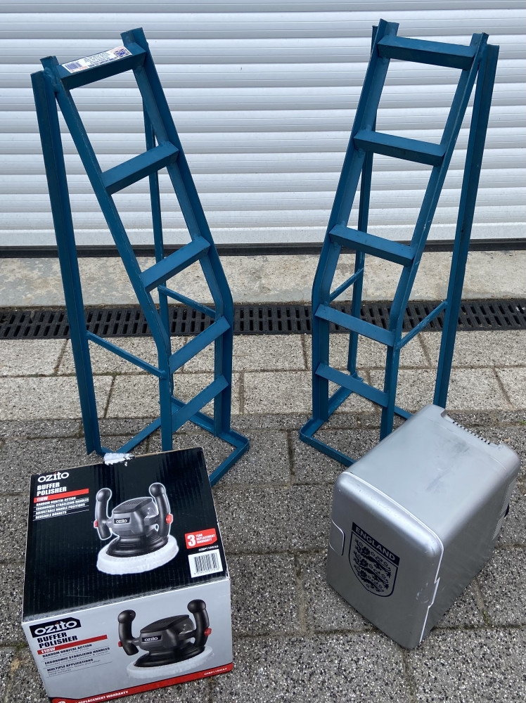 Car polisher, car ramps and car fridge