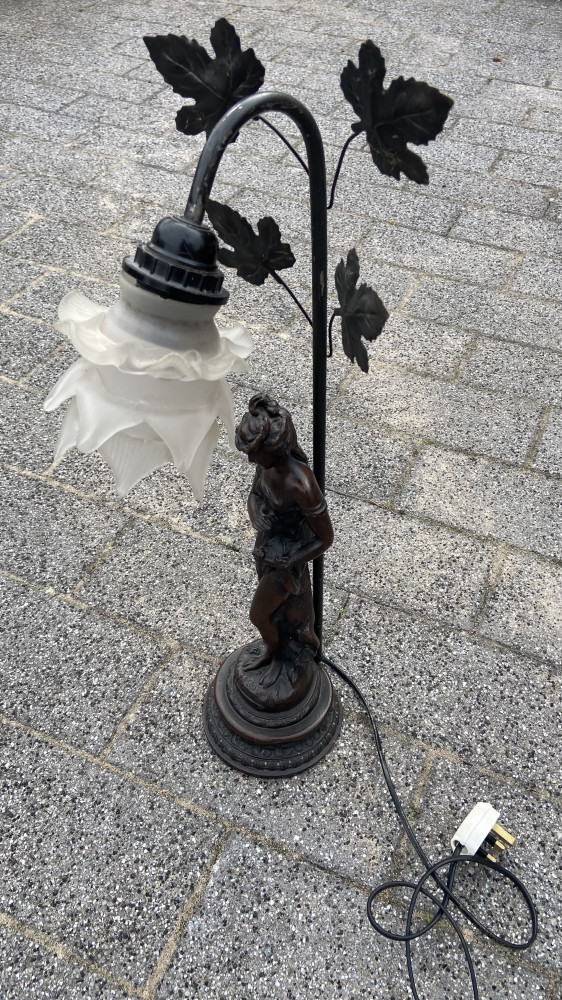 Vintage Art Nouveau Bronzed Lady Lamp Tall Figurine 65cms