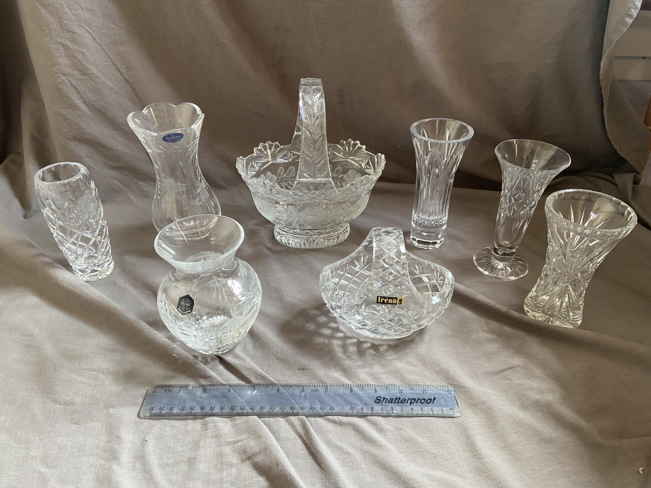Crystal baskets and vases