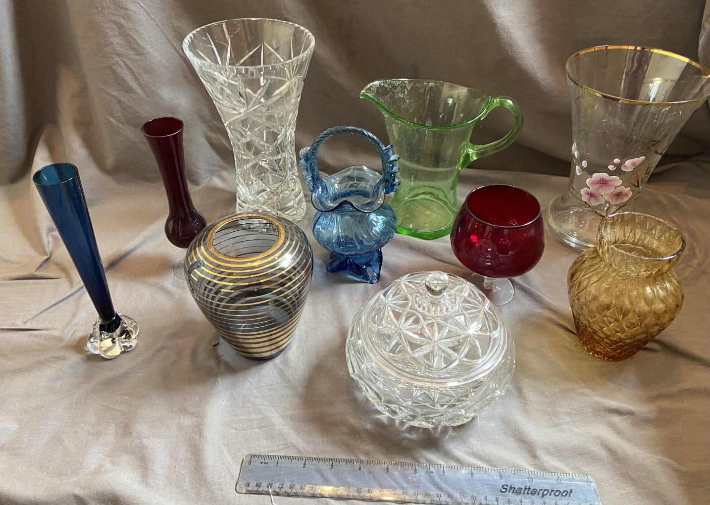 Large lot of coloured and collectible glass incl crystal