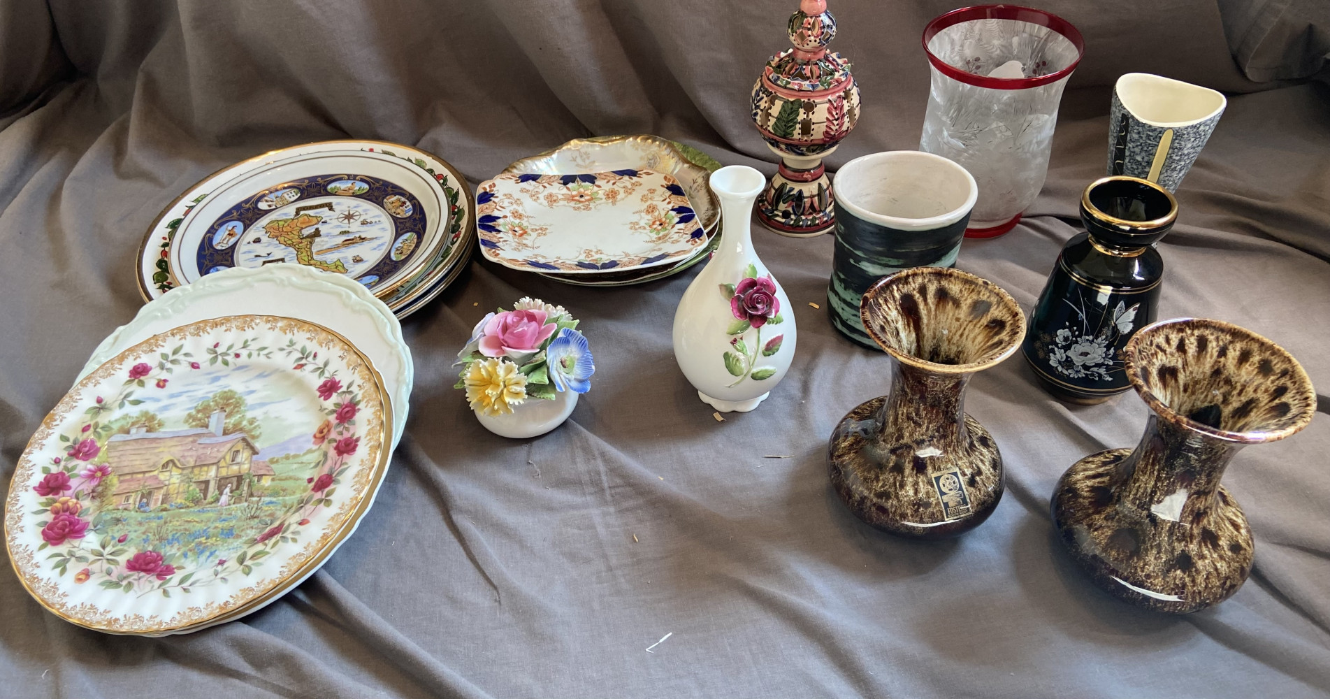 Mixed lot of plates and vases