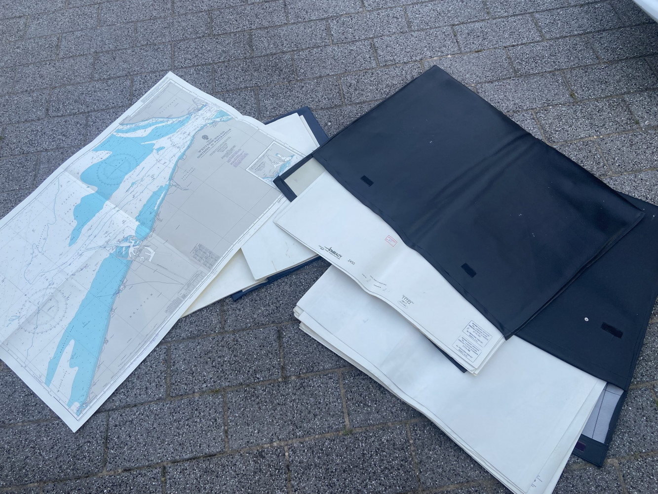 3 large pack of shipping maps in leather cases