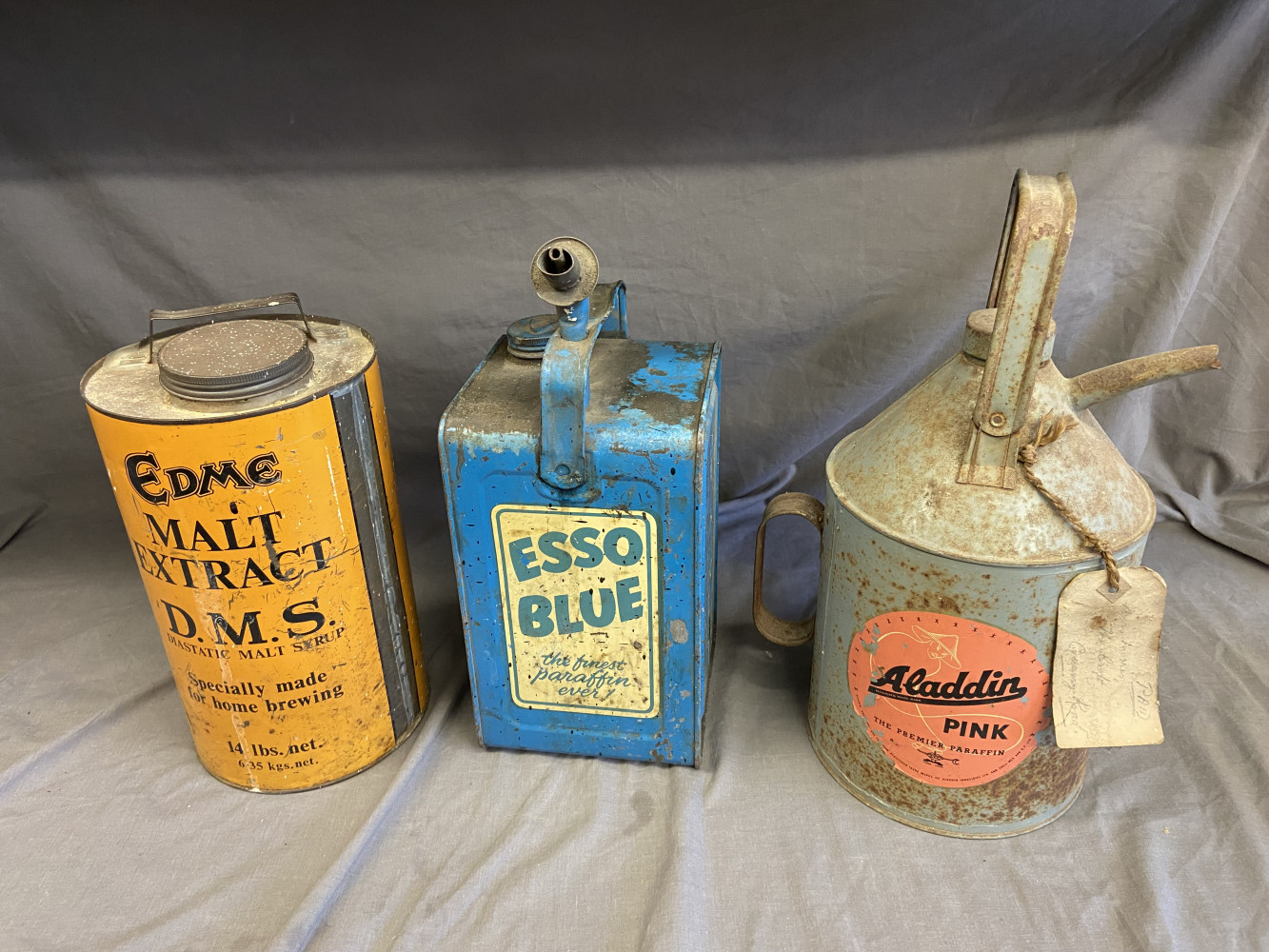 2 vintage Oil cans and one other full vintage can