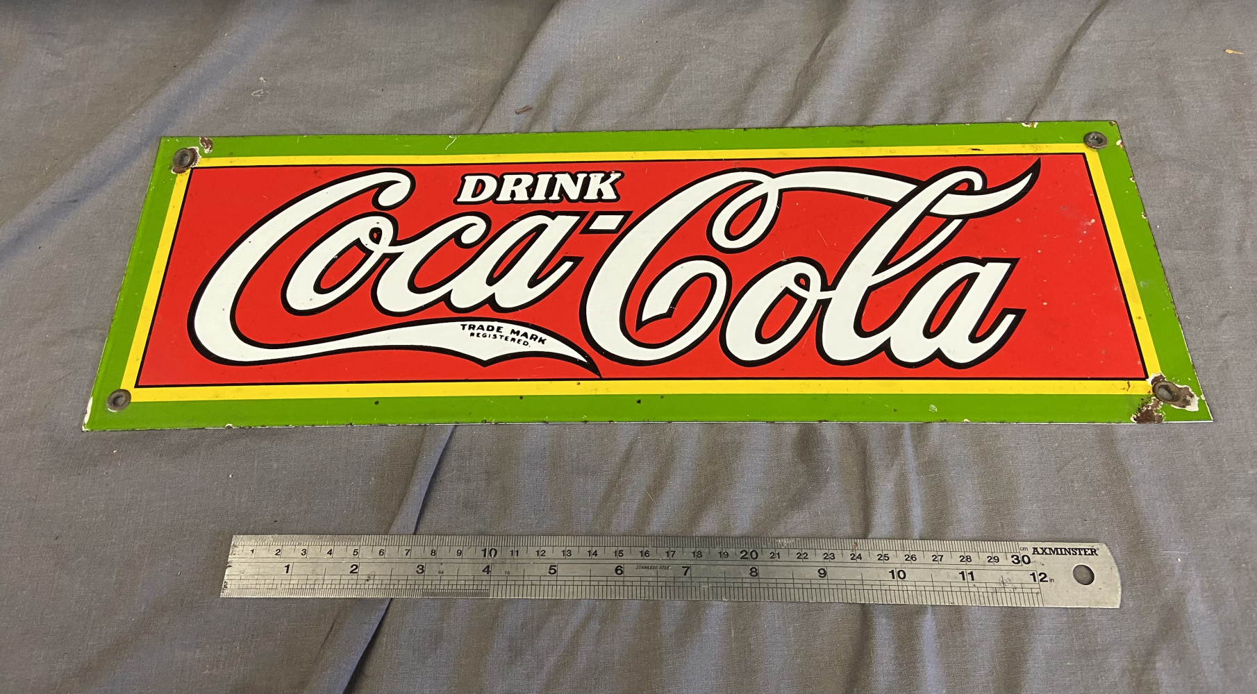 Vintage Porcelain Enamel Coco Cola Sign 46 x 15 cms