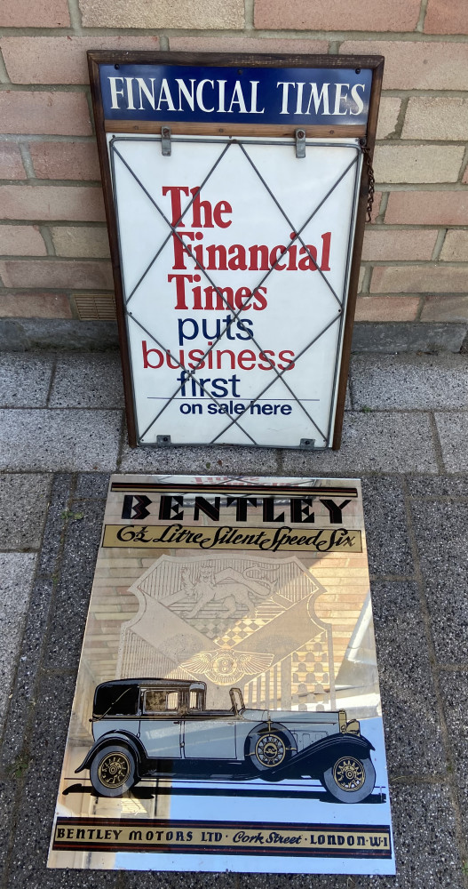Vintage Financial Times wall hanging display and Bentley Mirror