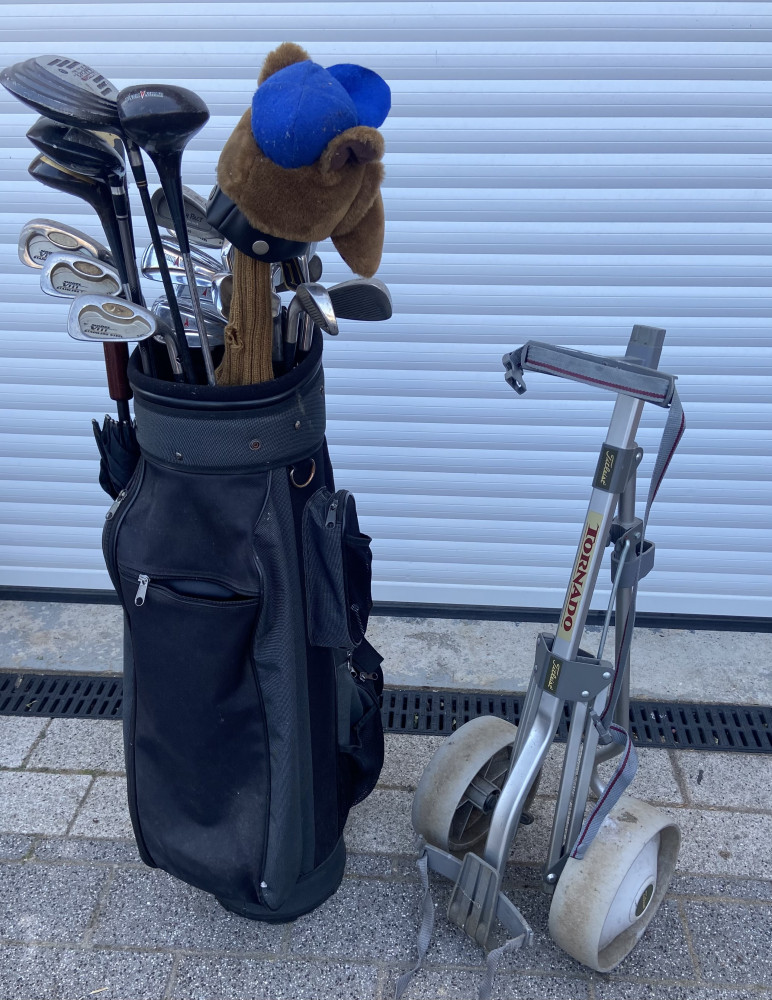 Golf Clubs, trolley and bag