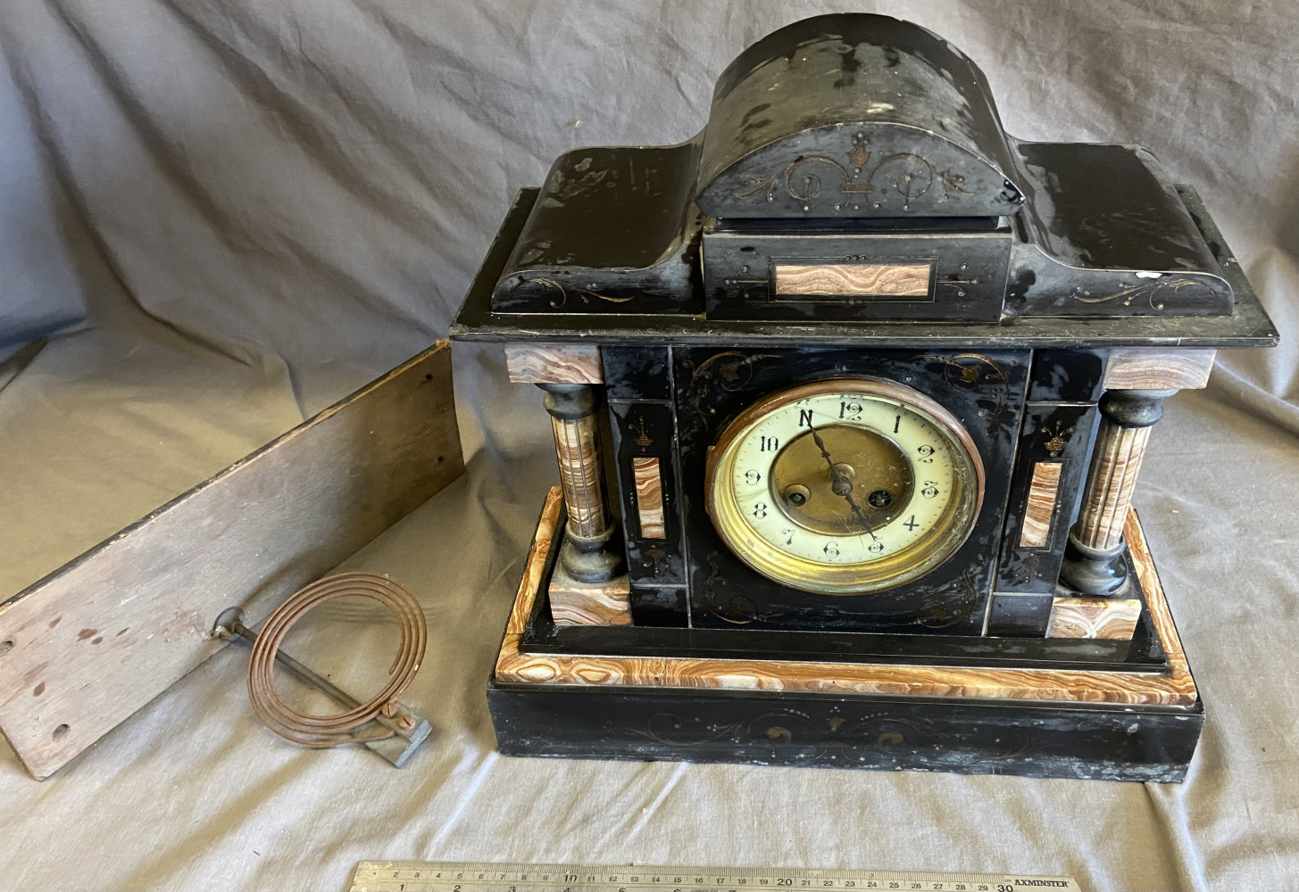 Very heavy slate mantle clock in need of refurbishment