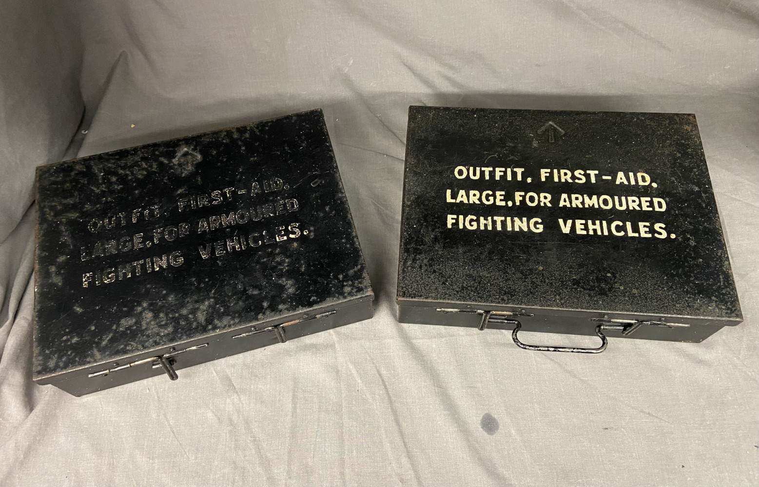2 British Army First Aid Armoured Vehicle Tins