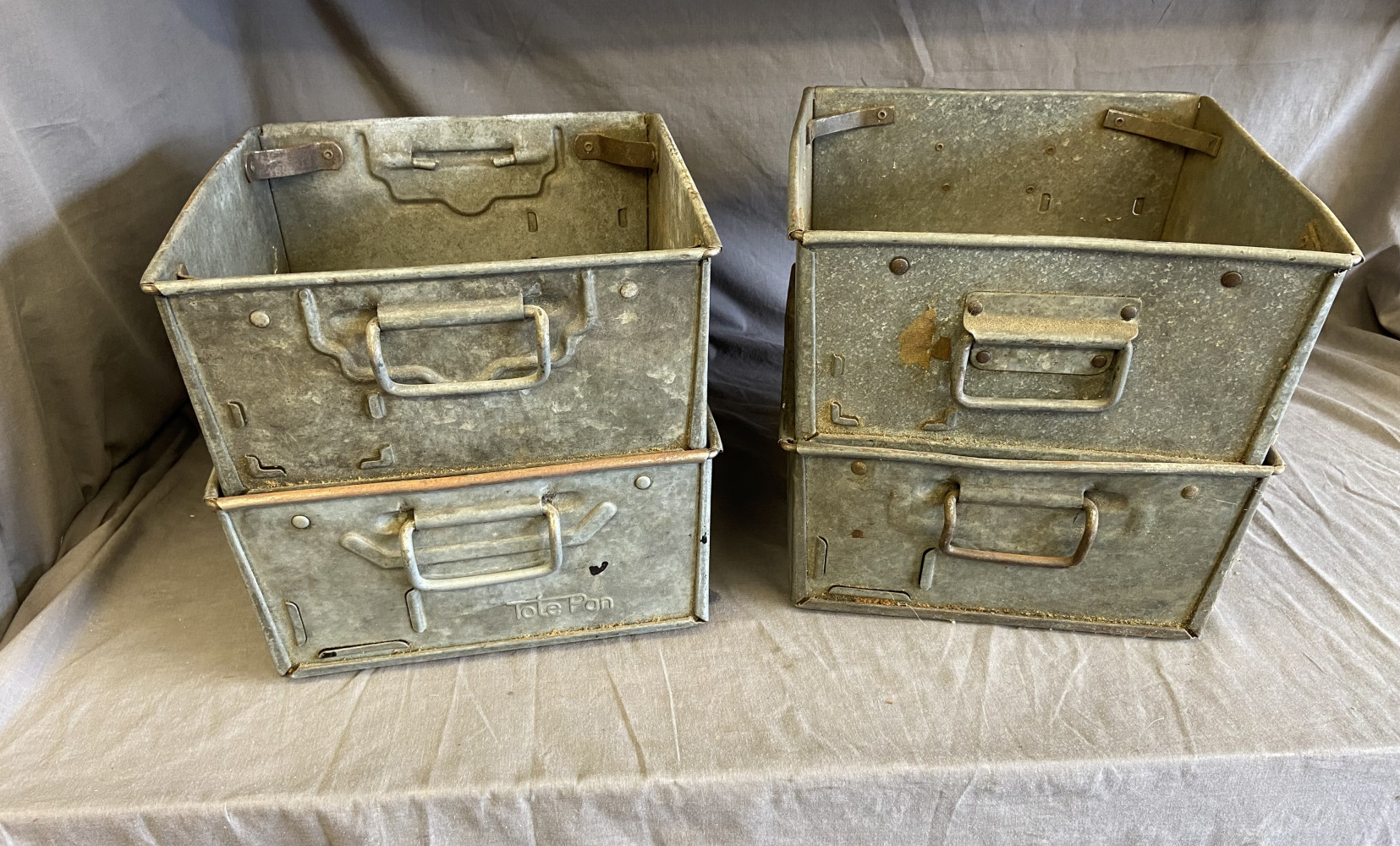 4 Tote Pan Metal Bins