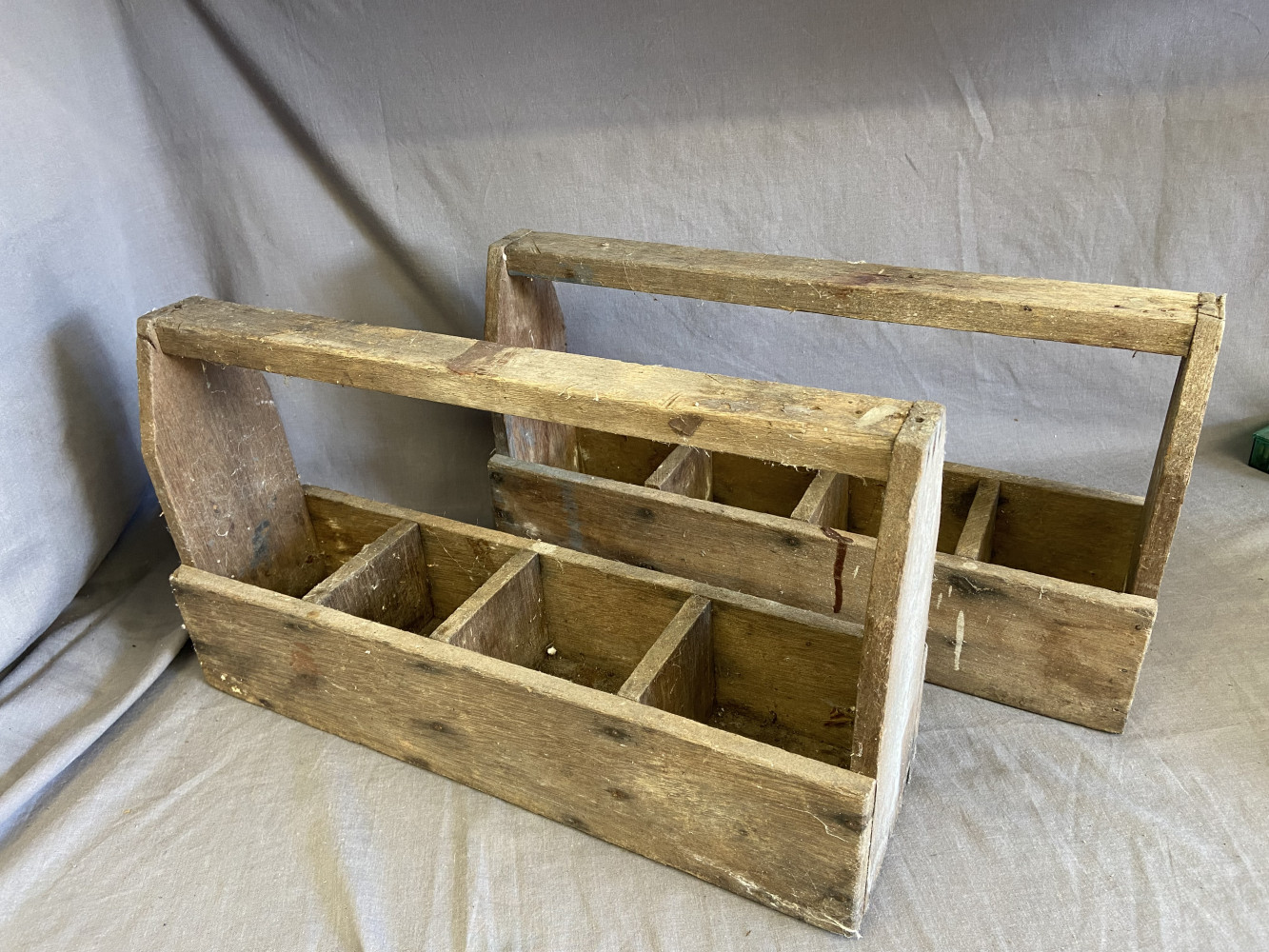 2 wooden trugs 45cms long