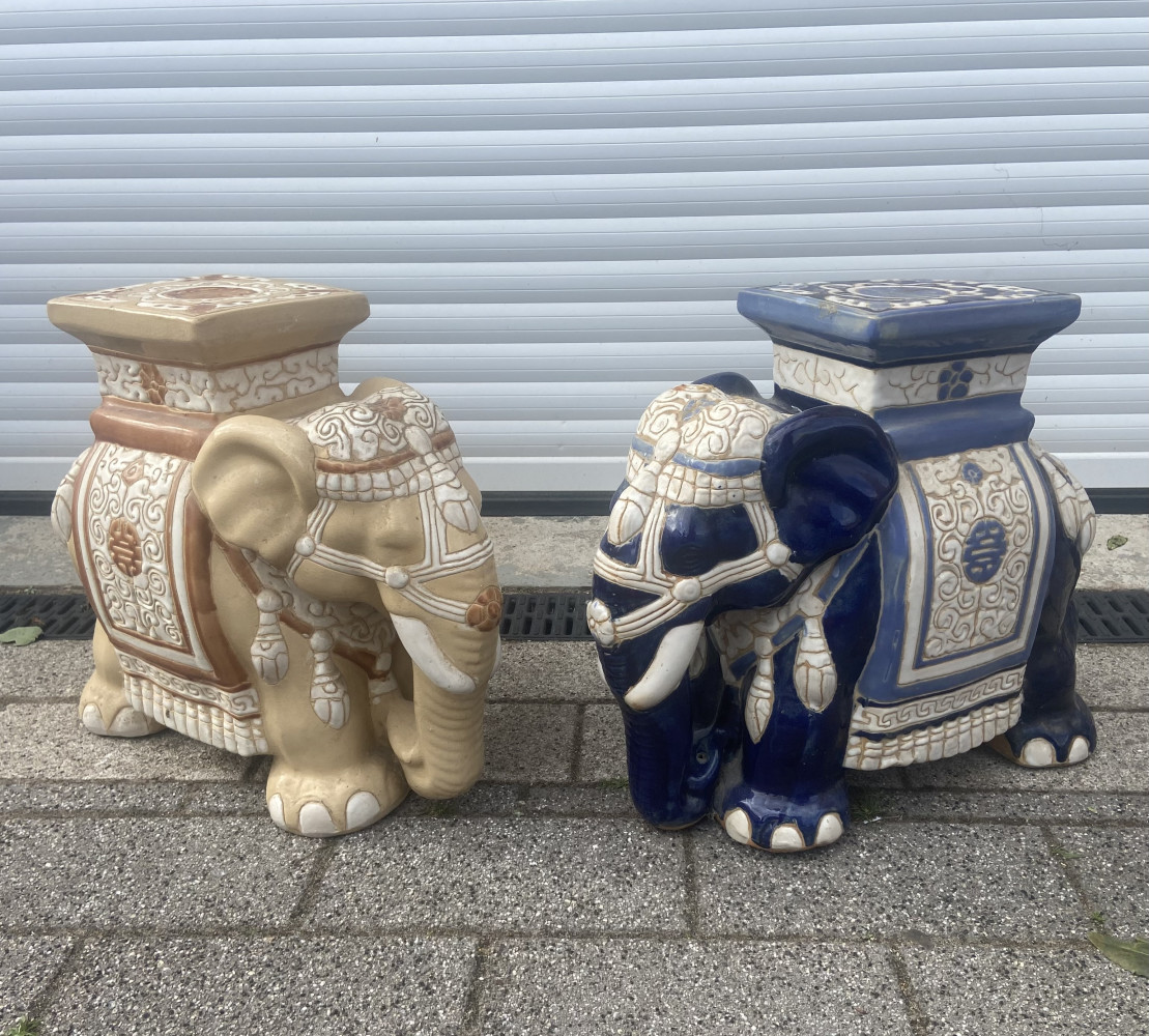 2 large ceramic elephants