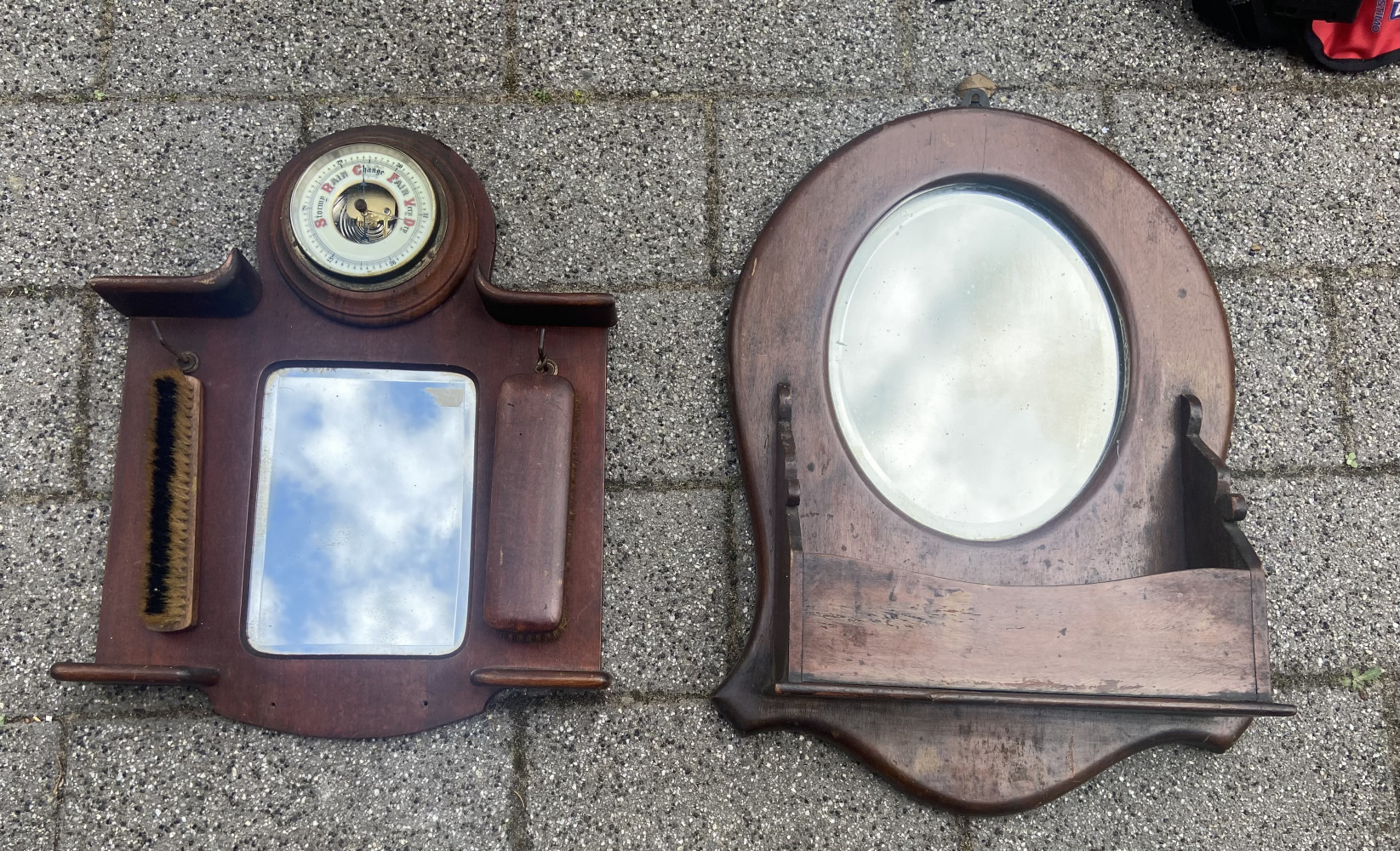2 Victorian mirrors one converted toilet seat