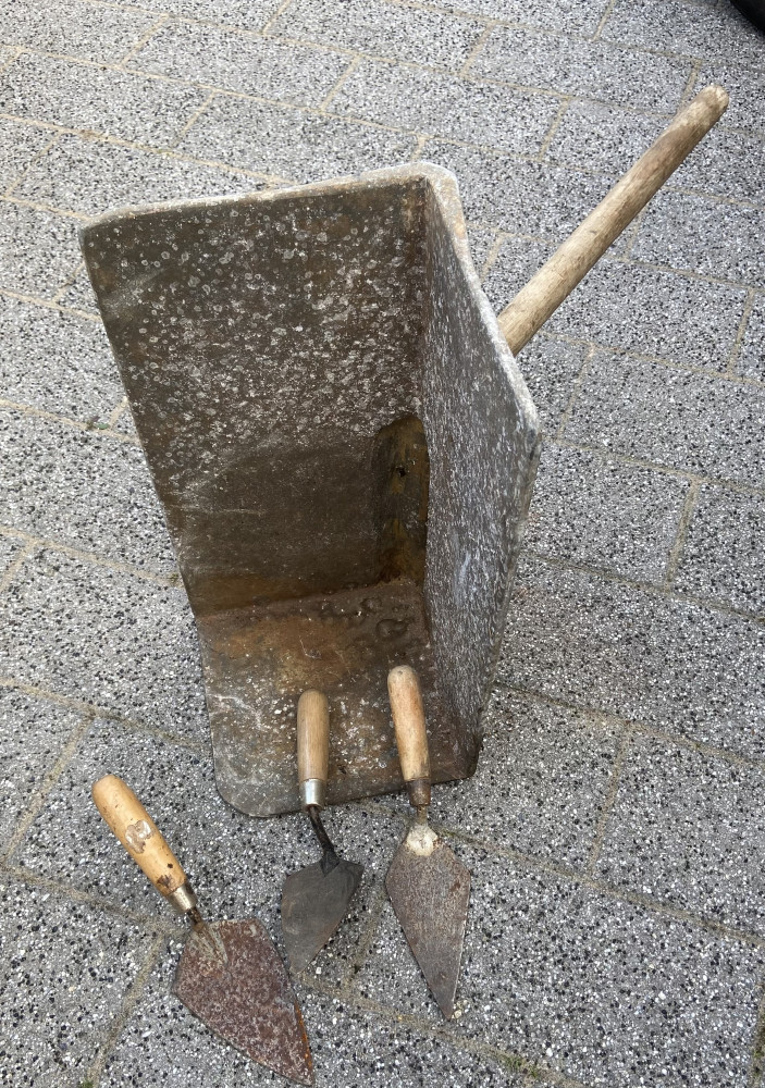 Brick Hod and 3 small trowels