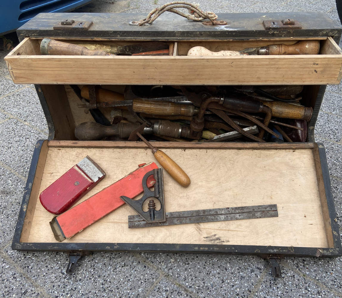 Carpenters box loaded with tools