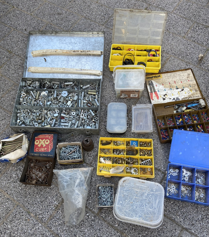 Large lot of fixings, screws, clips and fasters