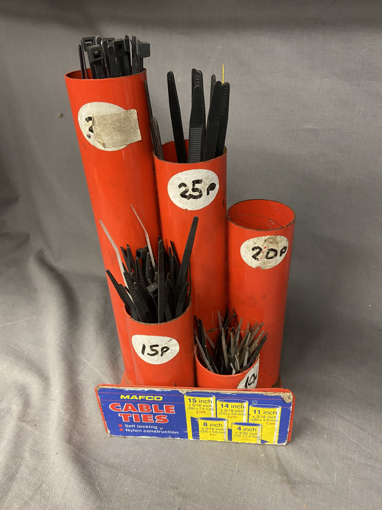 Vintage cable tie storage unit