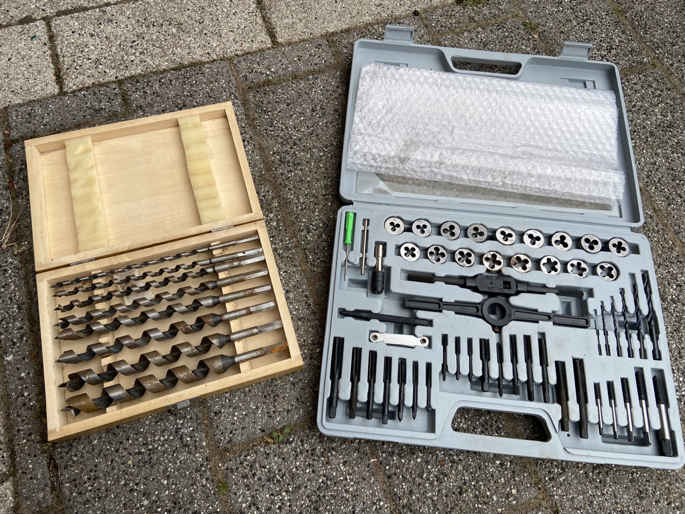 TAP and Die set and wooden drill bit set