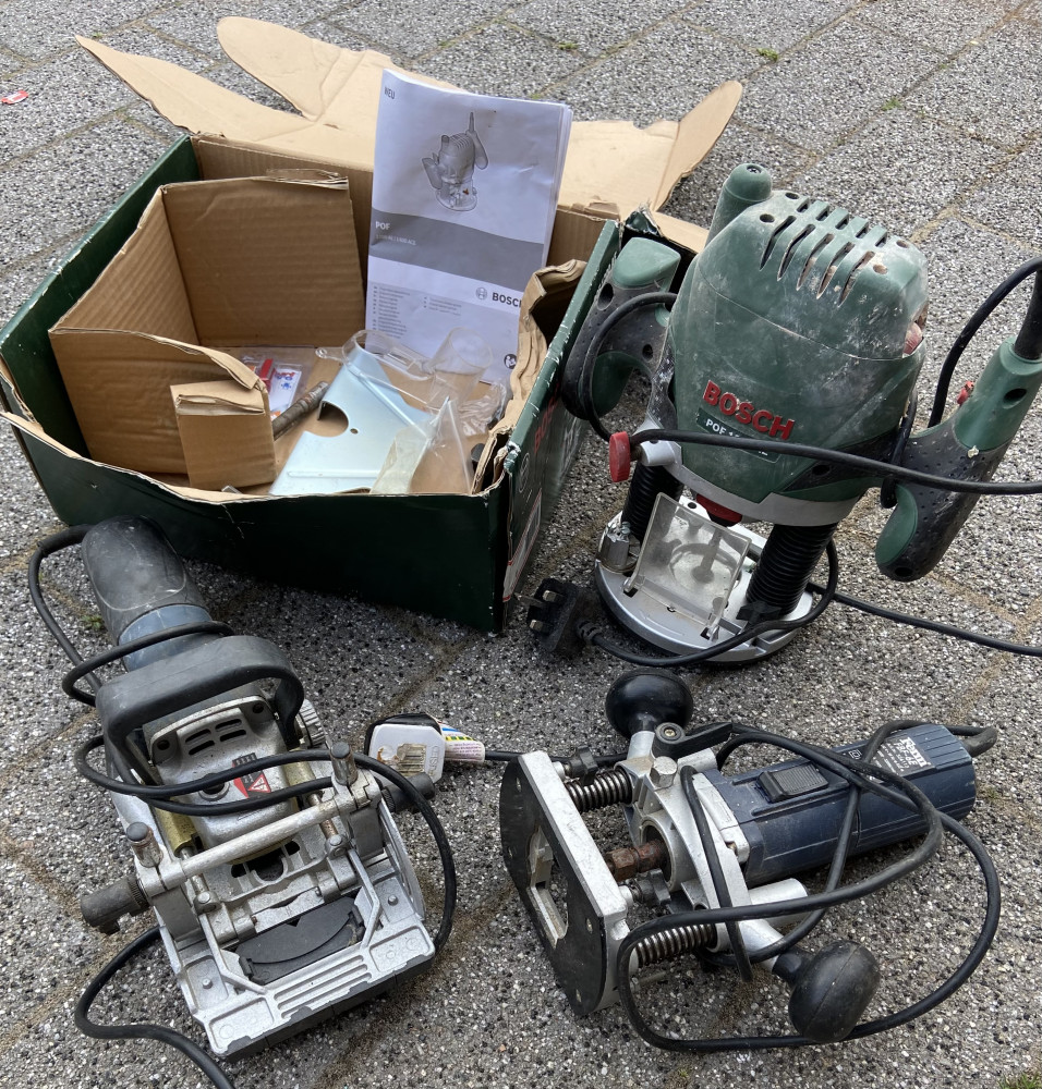 Large Bosch Router, biscuit joiner and small Router