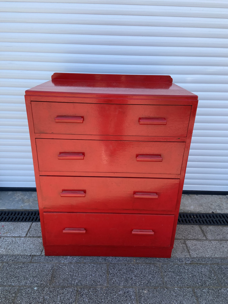 Red Painted Chest of Drawers
