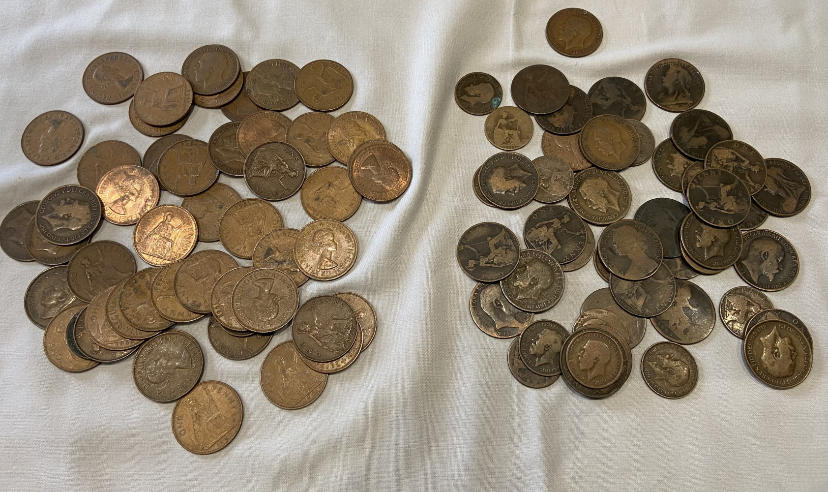 Large lot of old English pennies