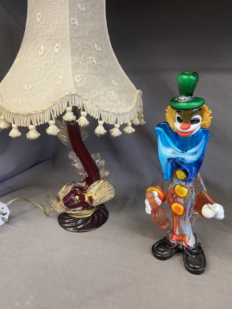 Murano glass clown hat has been glued on and Murano lamp