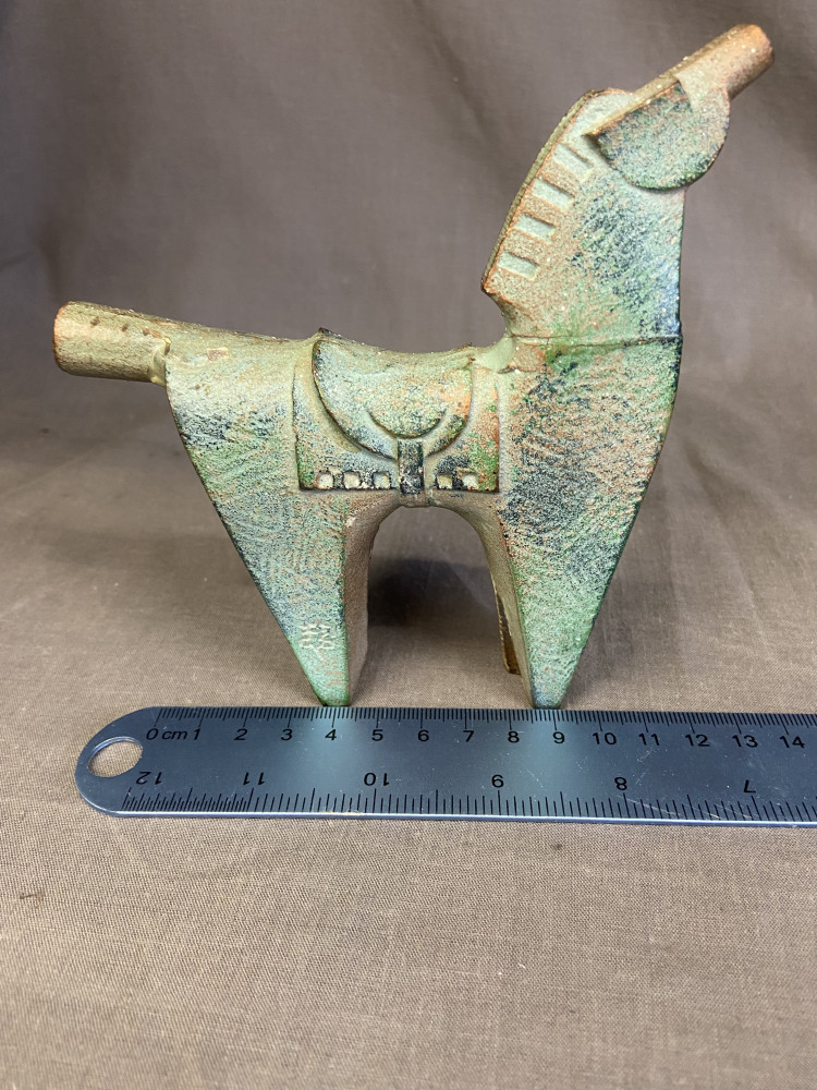 Cast Horse Figurine, Signed Sotaro Saegusa, has had head glued back on