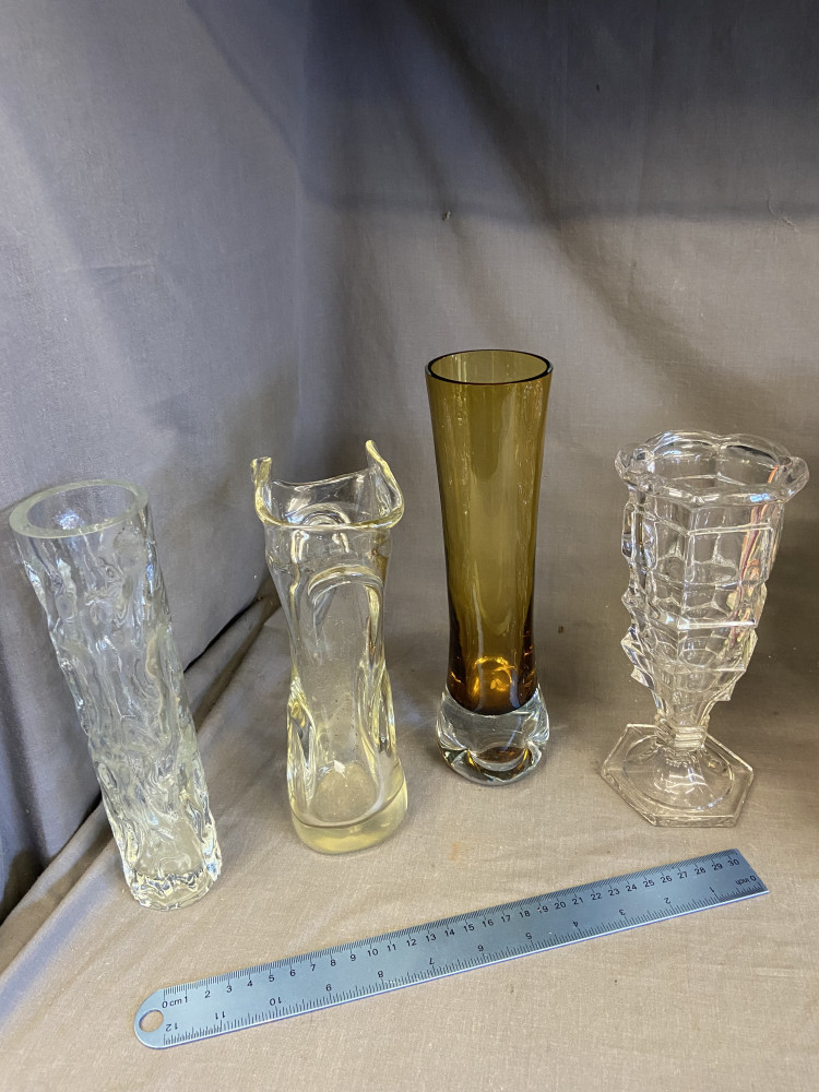 Mid century glass Vases inc Ravenhead