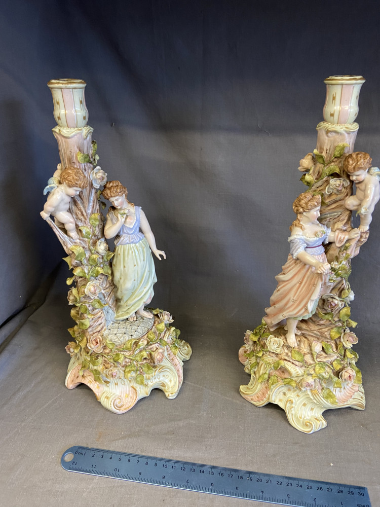 Large pair of stizendorf victorian candle holders.
