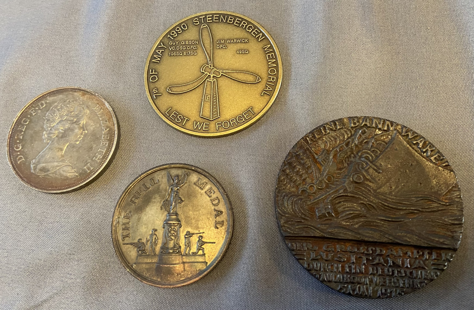 Commemorative coins inc WWI Counter Propaganda English Lusitania Medallion