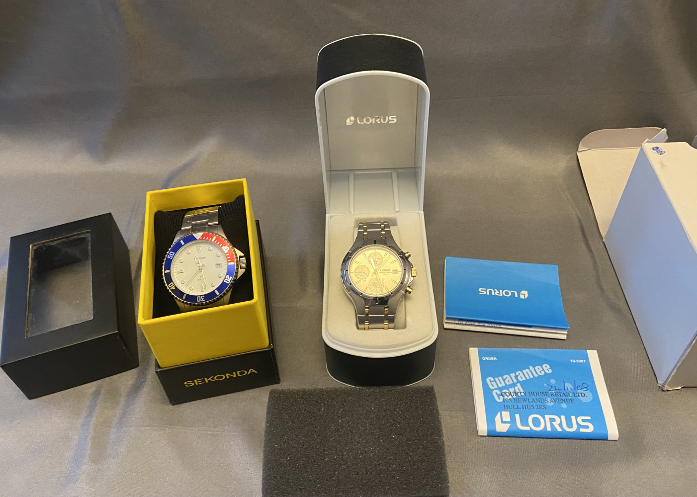 A Two-Tone B-Metal Quartz Lorus Chronograph Date Watch, 41mm and a Sekonda Men's Blue Dial Stainless Steel Bracelet Watch