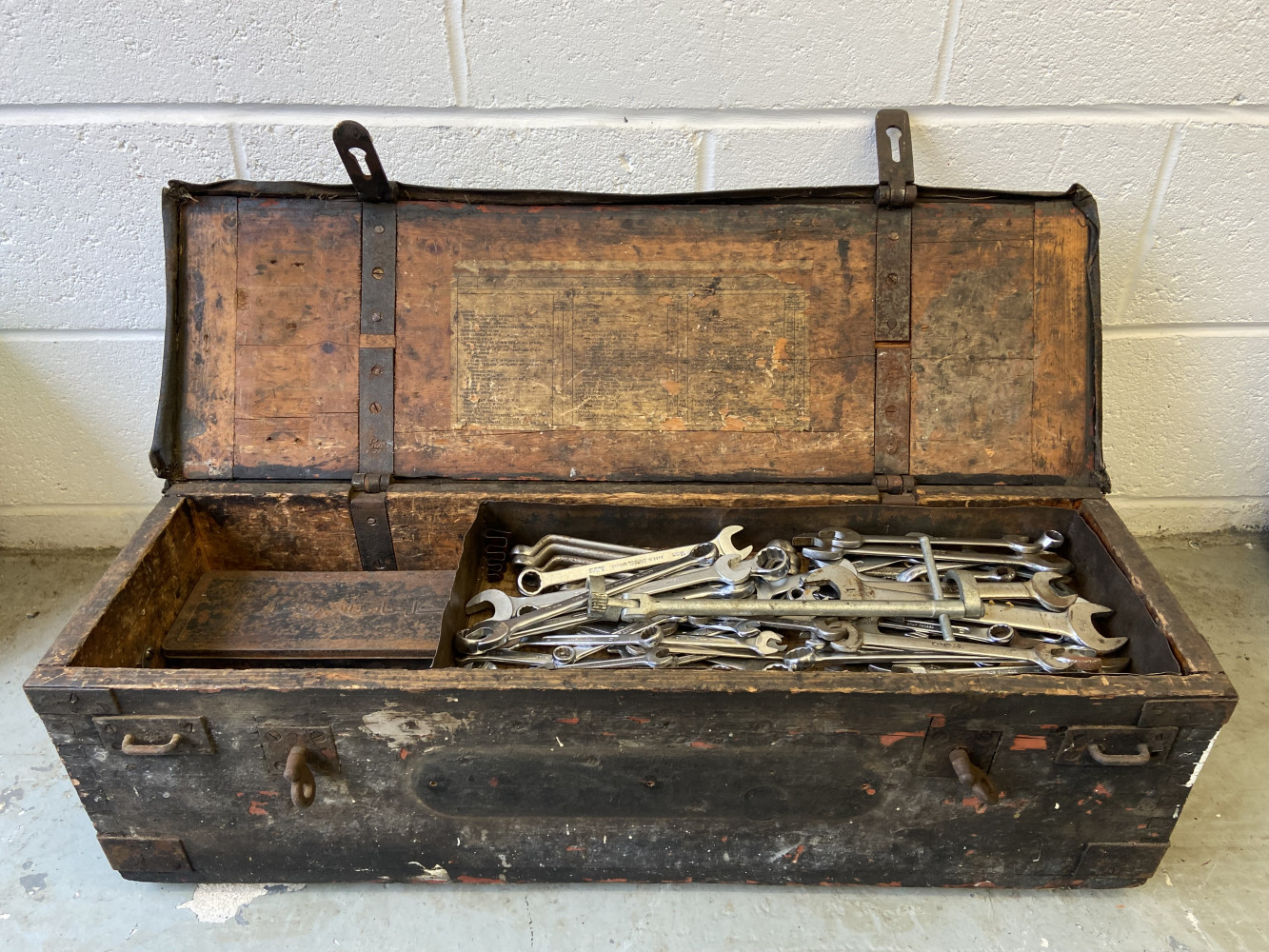 Large Mechanics tool box 68cms long, loads of spanners some TIPCO, and lots of other various tools