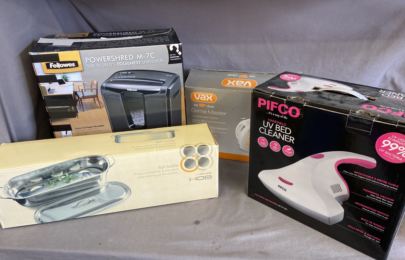 Shredder, Fish Kettle, vax steamer and bed cleaner