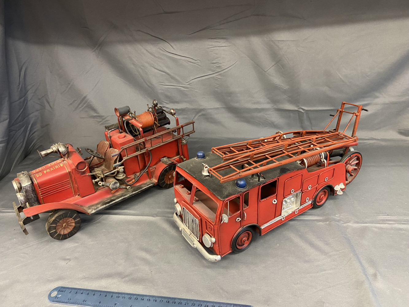 2 Large Metal Fire Trucks approx long