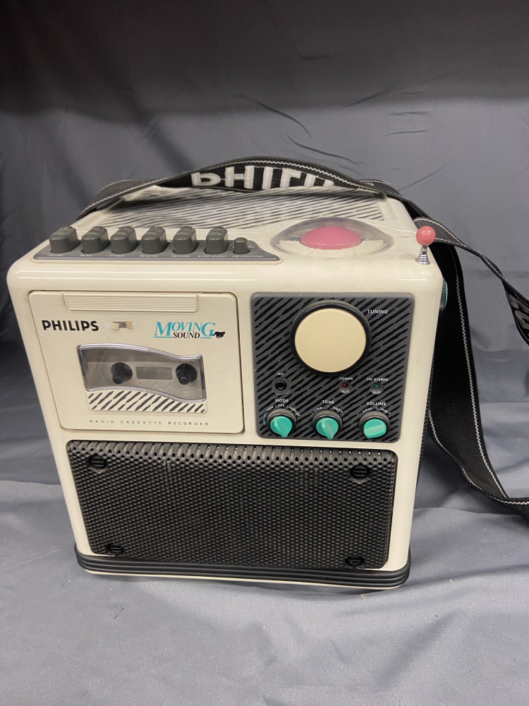 Vintage Phillips le Cube Moving Sound Cassette Boombox Ghettoblaster Radio 80s