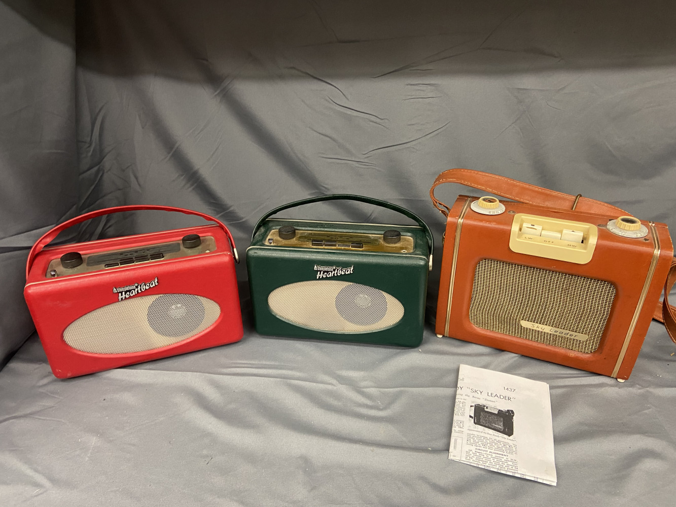 2 Steepletone Heartbeat radios and a vintage sky leader