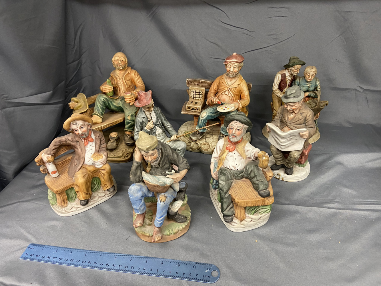 6 large Capodimonte and Capodimonte style ornaments largest ones are 20cms tall