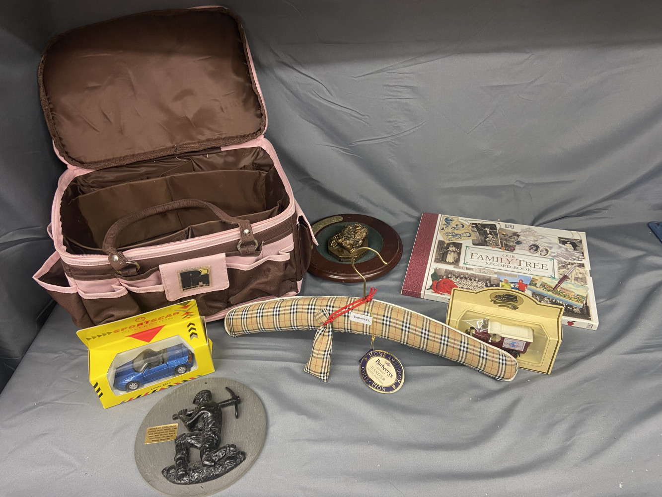 Vintage pre 1999 Burberrys coat hanger and other mixed household bits