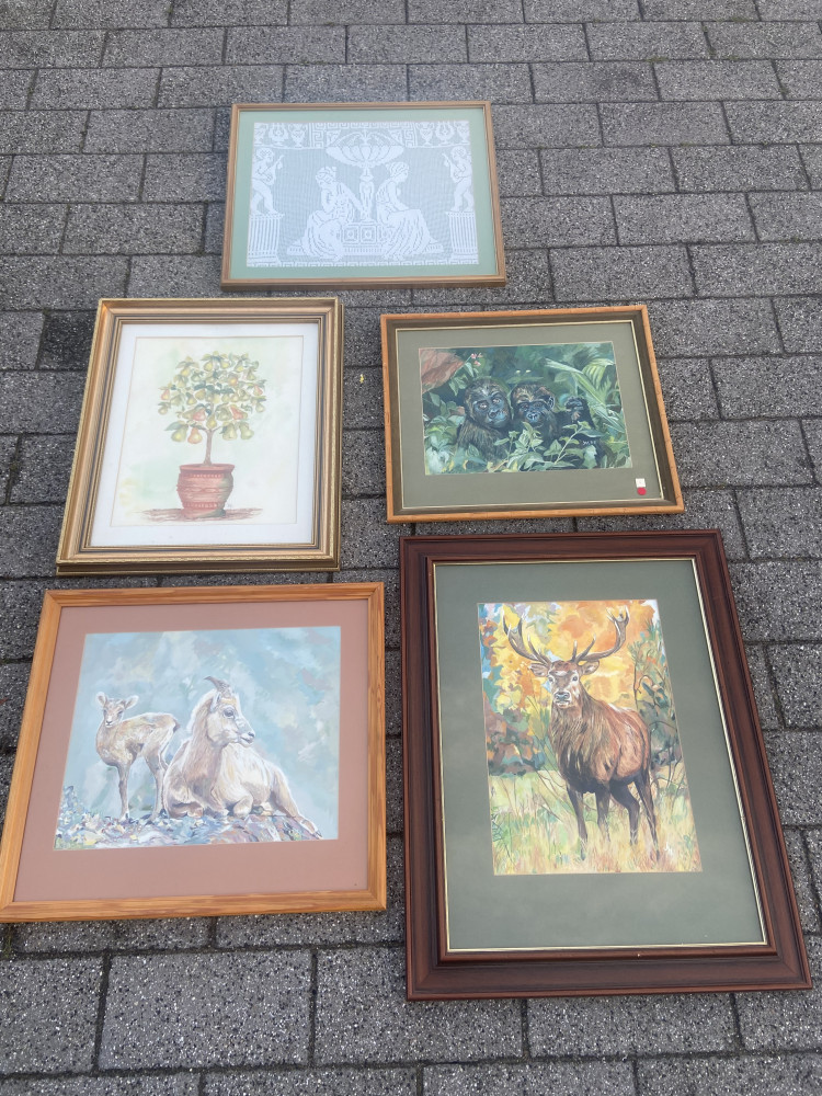 4 large pictures and framed lace all done by local artist