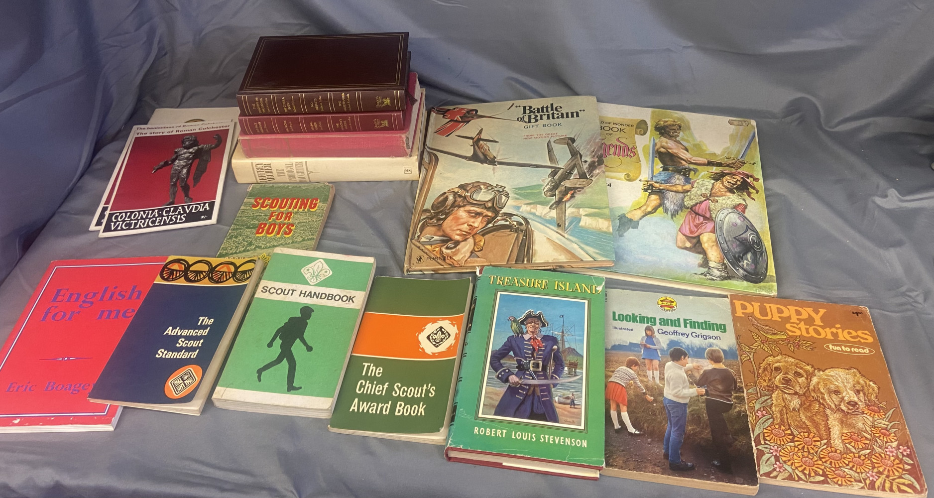 Selection of vintage books, inc scouting guides and Battle of Britain
