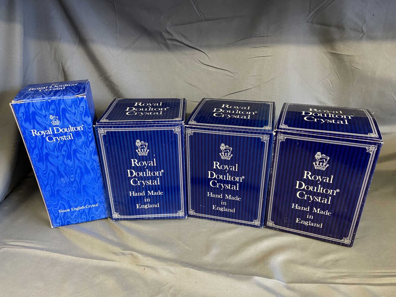 6 Royal Doulton Crystal Glass and Crystal decanter