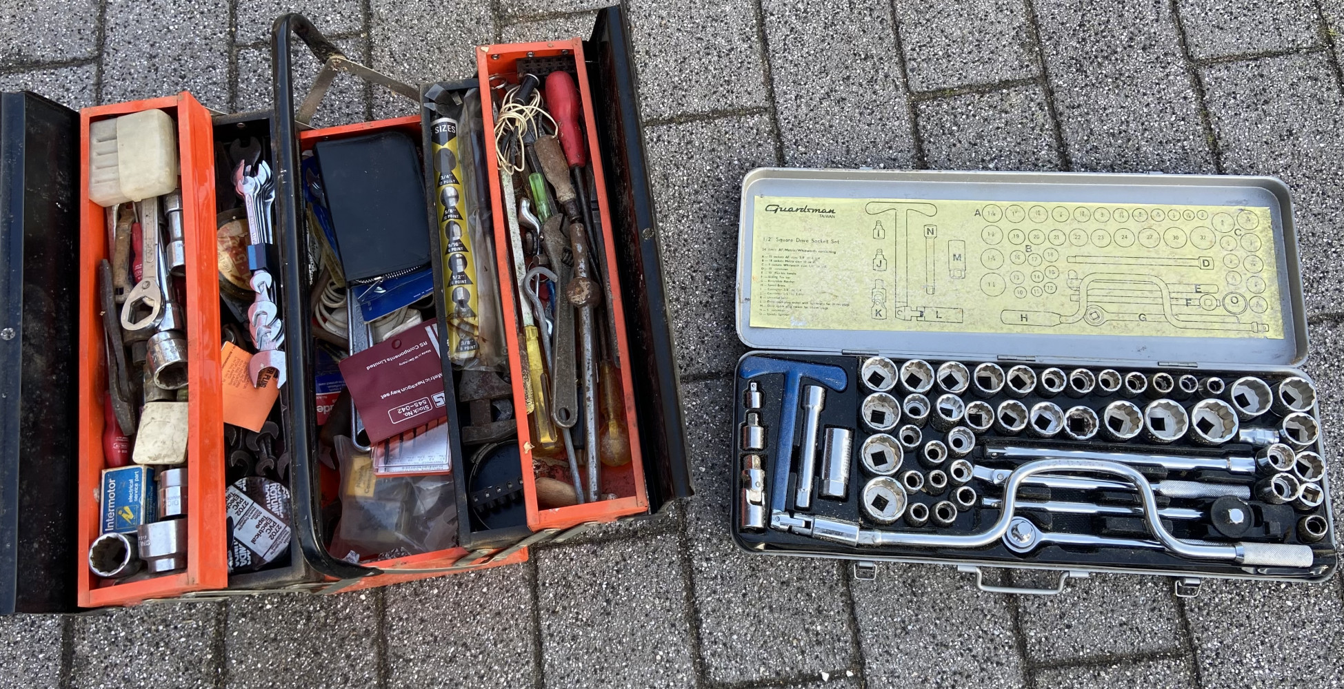 Large socket Set and tool box full of mechanics tools