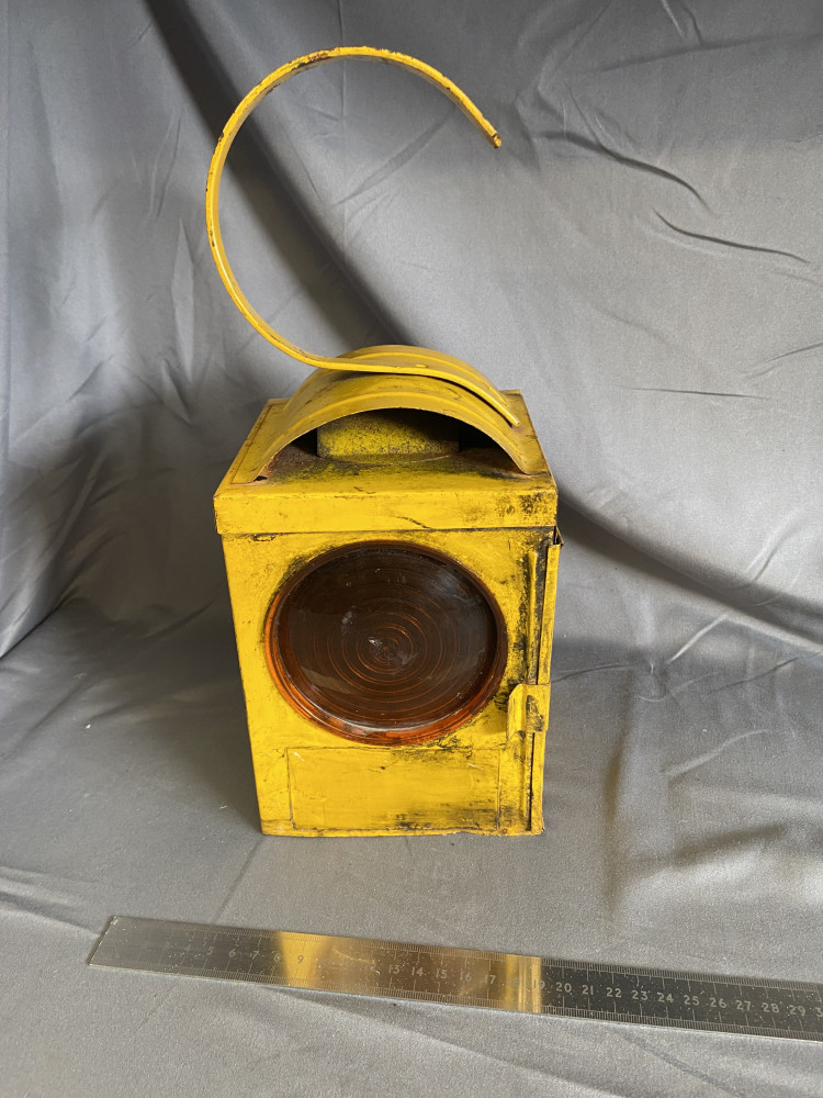 Vintage yellow Chalwyn paraffin roadworks lantern